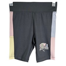 Puma Kids Sports Club Bike Shorts Galactic Gray Pastel Colorblock Size 5 NEW
