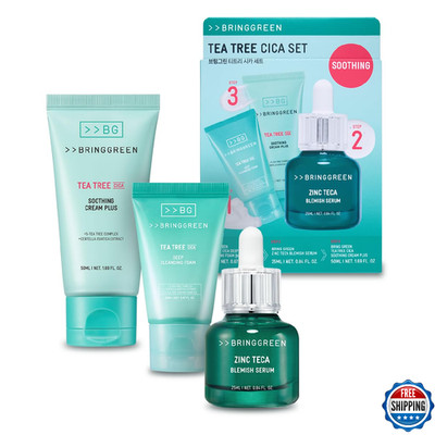 BRING GREEN TEA TREE CICA SET | Korean Skin Care Kit for Acne-Prone, Sensitive S