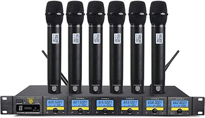 PRORECK MX66 6-Channel UHF Wireless Microphone System 6 Handheld Mics Karaoke DJ