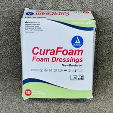 Dynarex Curafoam Foam Dressing Non Boarder 4" x 4.25" 10 Count Exp 01/10/2027