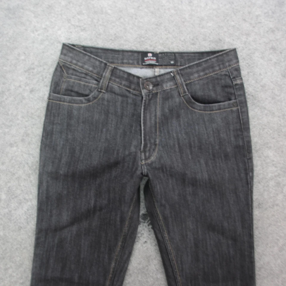 Pantalones de mezclilla de diseñador Matrix Jeans para hombre 32x34 negros ajustados bordados bolsillos Foto 2 de 4