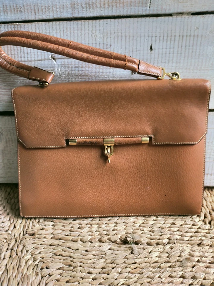 sac vintage hermès cuir camel - Photo 2/4