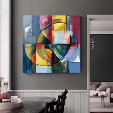 hand painted abstract oil painting on canvas modern wall art decor Black Yellow