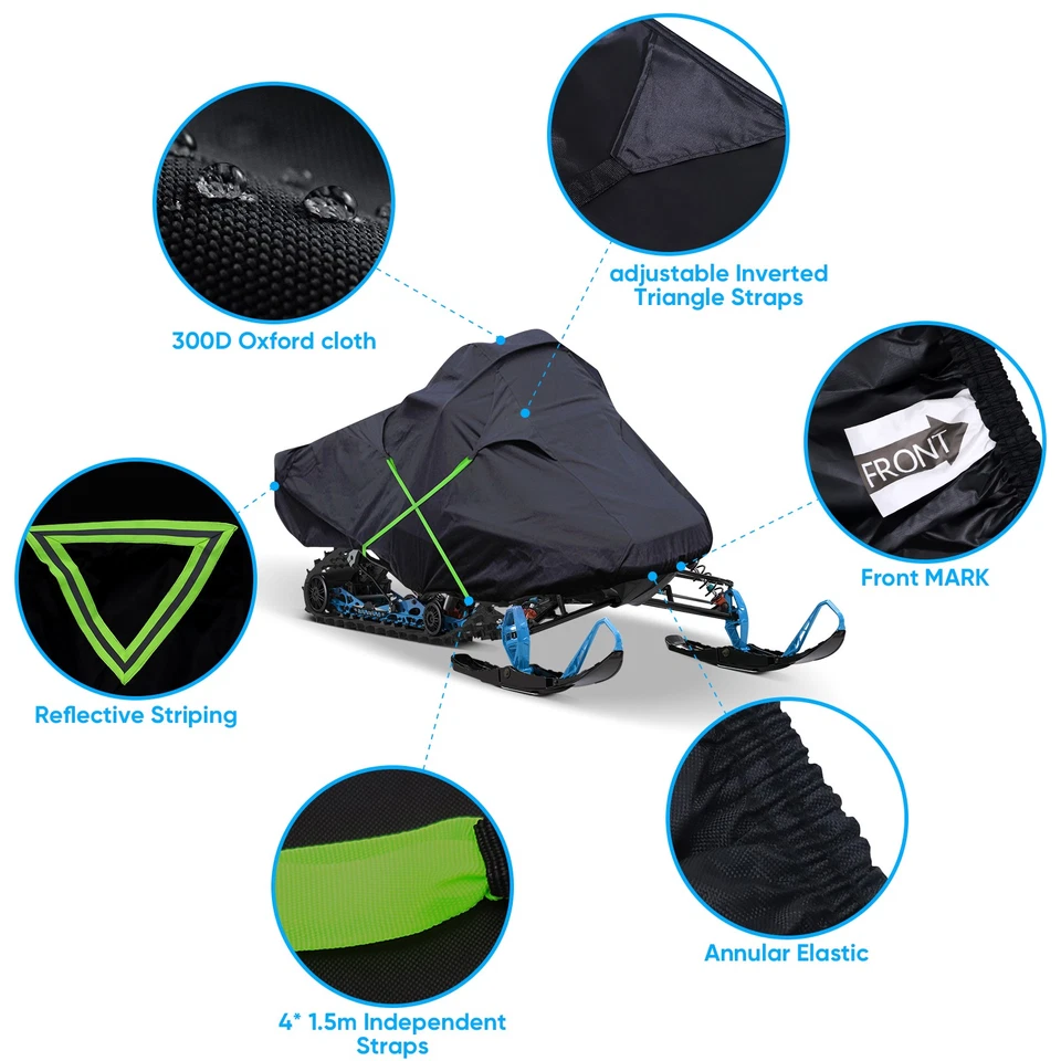 Snowmobile Cover Waterproof Outdoor Heavy Duty with Reflective Strip 15"x51"x48" - Image 2 of 4