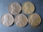 1946 LINCOLN WHEAT PENNY - SET of 5 COINS