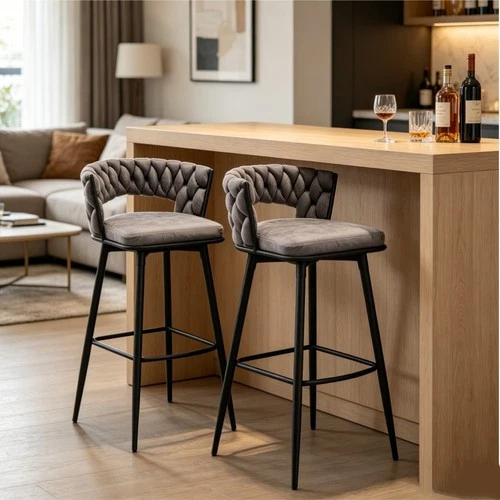 360° Rotating Breakfast Bar Stools Set of 2 Counter Height Chair w/ Footrest