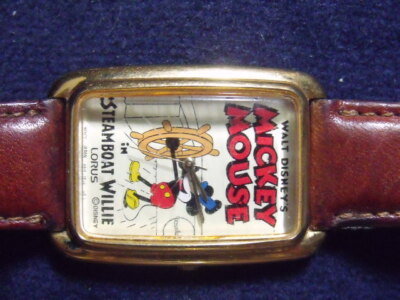 DISNEY LORUS STEAMBOAT WILLIE MICKEY MOUSE WRIST WATCH RUNS, SHIPS