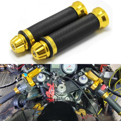 22 mm Motorrad Lenkergriffe Handgriffe Gold für Chopper Bobber Roller Quad ATV