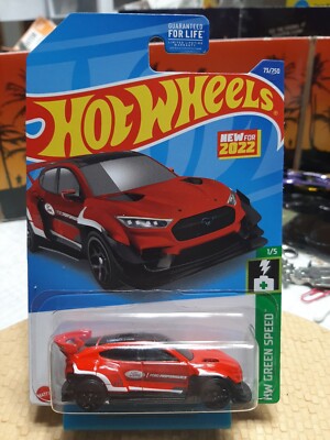 2022 Hot Wheels #73 Red Ford Mustang Mach-E 1400 HW Green Speed H Case