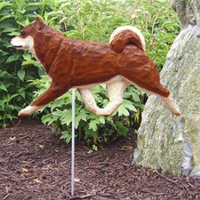 Shiba Inu Outdoor Garden Sign Hand Painted Figure Red/White