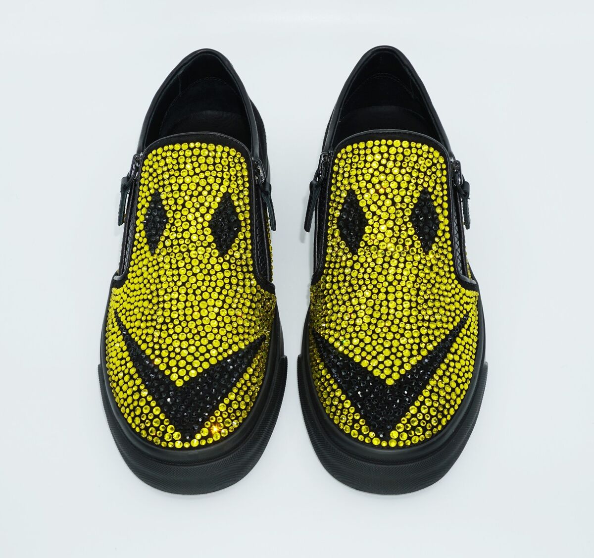 Giuseppe Zanotti Embellished Double Zip Smiley Sneakers,Nero Giuseppe Zanotti Embellished Double Zip Smiley Sneakers,Nero