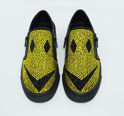 Giuseppe Zanotti Embellished Double Zip Smiley Sneakers,Nero 