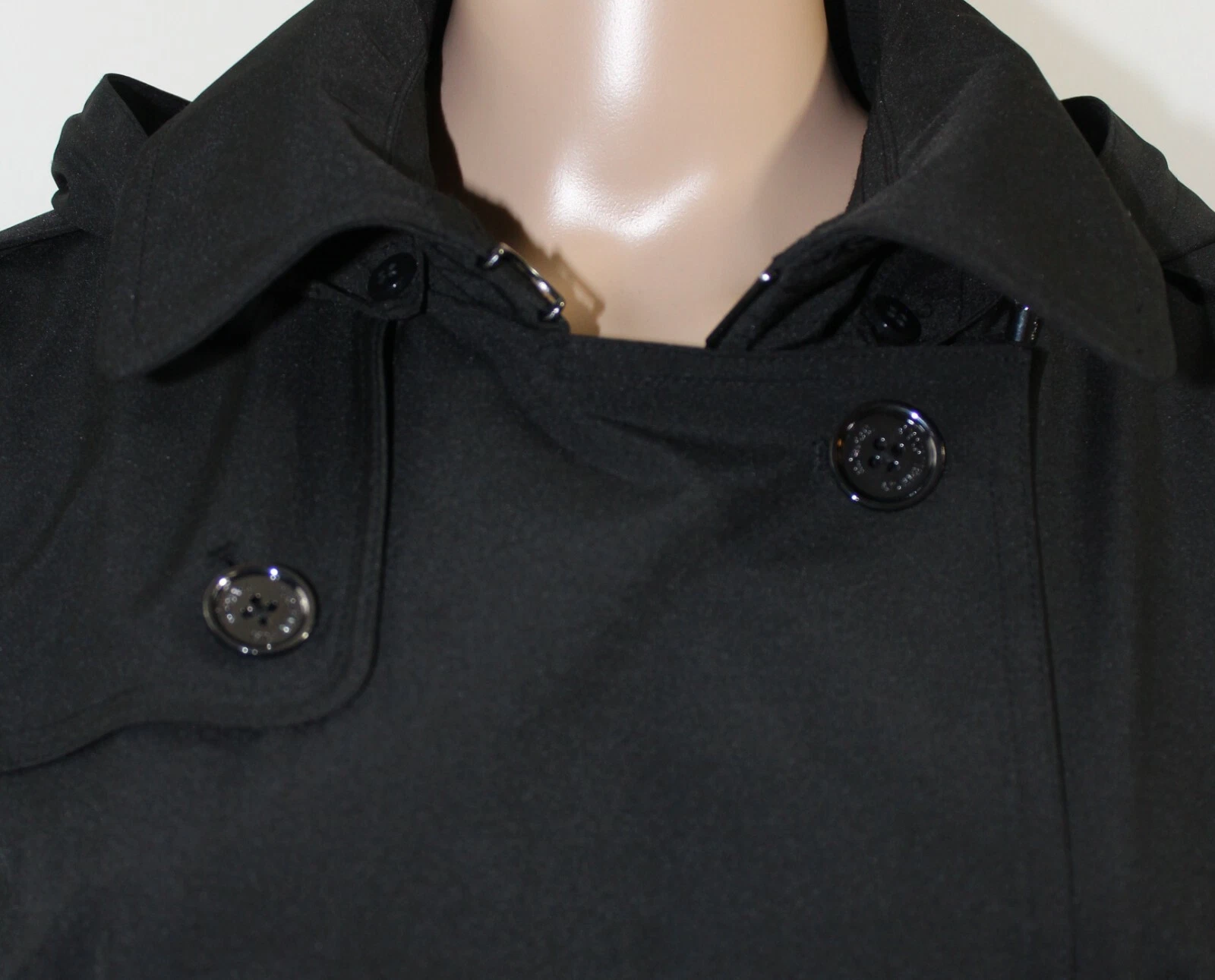 Michael Kors trench nero maniche stringate cintura cappuccio doppio bottone nuovo con etichetta L