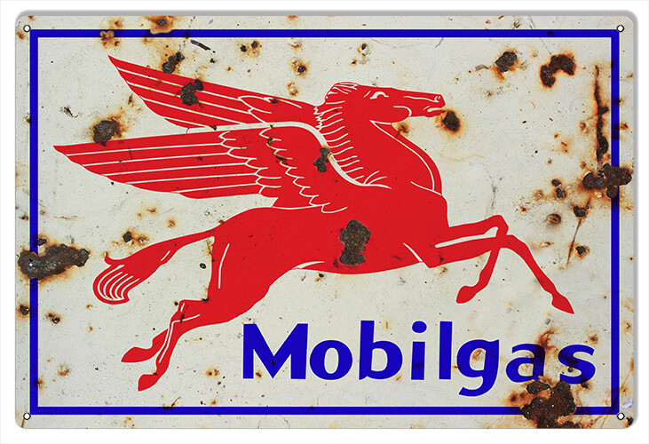 MOBILGAS RED FLYING PEGASUS HORSE 24" HEAVY DUTY USA MADE METAL GAS OIL ...