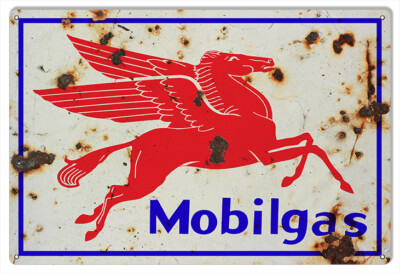 MOBILGAS RED FLYING PEGASUS HORSE 24" HEAVY DUTY USA MADE METAL GAS OIL ...