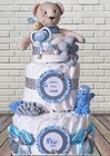 Windeltorte Junge mit Bärchen Schnullermännchen Dino personalisiert mit Namen 