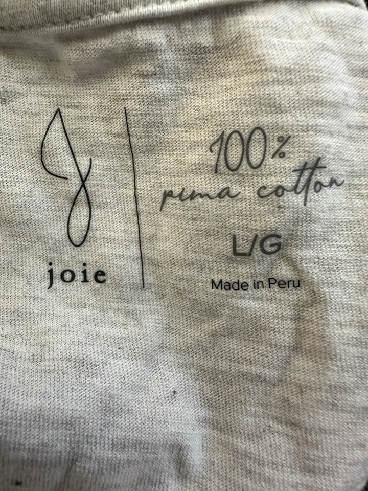 Joie Women’s Heather Light Gray Shirt Sleeve V-neck Tee Size L 100% Pima Cotton  - Image 3 of 3