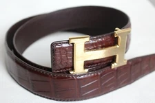 Dark Brown Genuine CROC Leather SKIN Men's Belt - W 1.5 inch