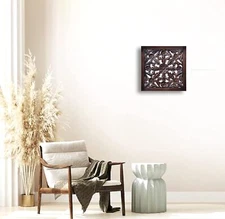 Wooden Wall Decorative Frame For Living Room Wall Panel 16x16 Inches Brown
