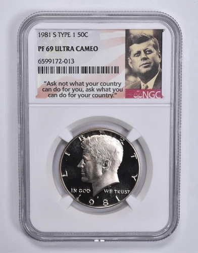 PF69 UCAM 1981-S Type 1 Kennedy Half Dollar NGC Graded Quote Label