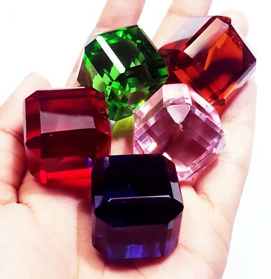 Mixed Color Topaz Cube 140 to 150 Ct Certified 5 Pcs Loose Gemstone H30
