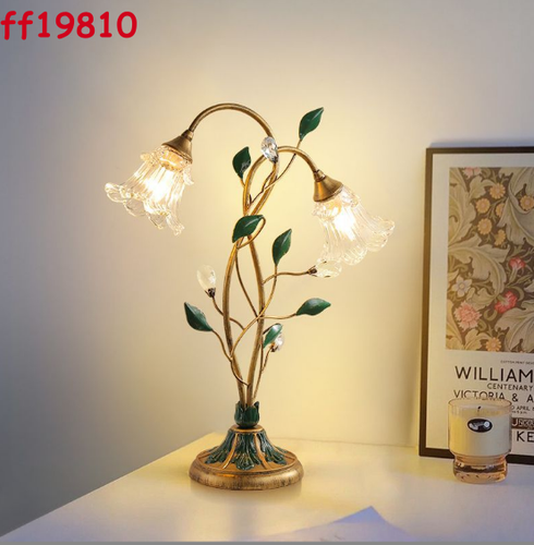 American Desk Lamp Bedroom Bedside Light Glass Floral Vintage Desk Lights Fixtu - Picture 3 of 8
