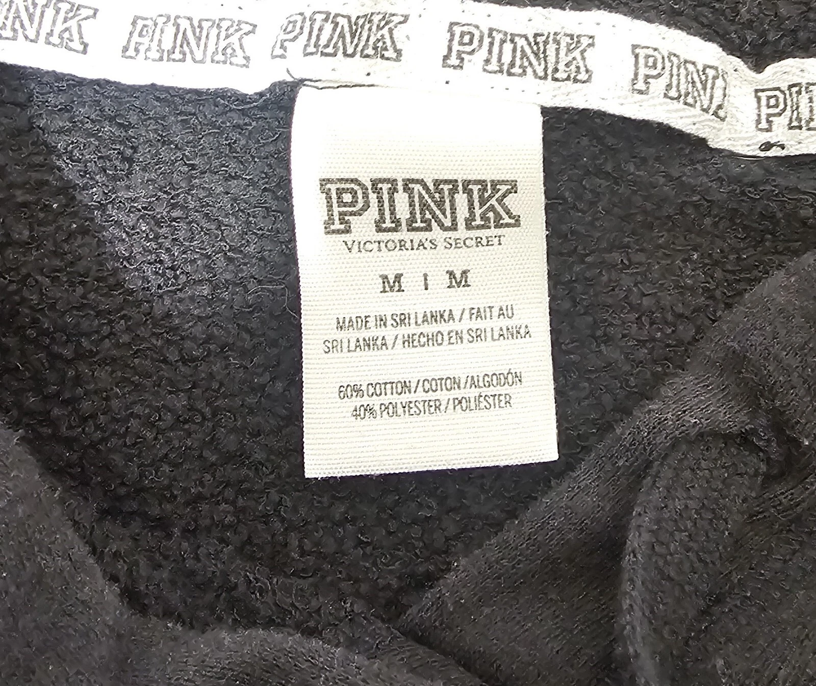 UNDERCOVER Victoria’s Secret Pullover Rosa Felpa con Cappuccio e Tasche Nero Donna Med