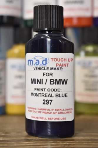 30ML TOUCH UP PAINT BOTTLE MINI / BMW MONTREAL BLUE 297 SCRATCH CHIP - Picture 1 of 2