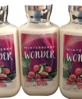 3- Bath AND BODY WORKS WINTERBERRY WONDER BODY LOTION (8 Fl.Oz.)Ea.