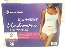 Member's Mark Total Protection Incontinence Underwear for Women SMALL, 96 ct