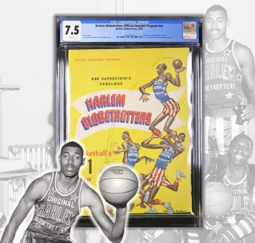 1958 Harlem Globetrotters Program - Wilt Chamberlain - CGC 7.5 - Highest Graded