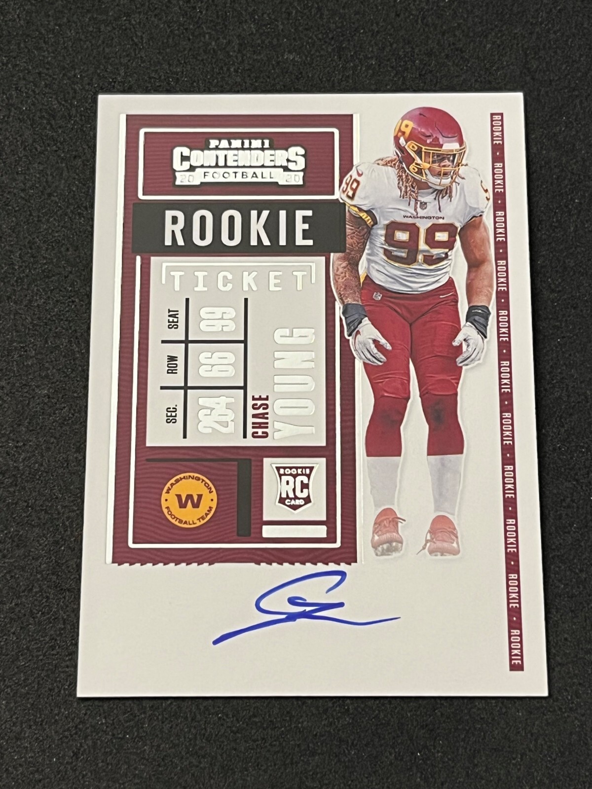 2020 Panini Contenders Football Chase Young Rookie Ticket Auto Variation #102