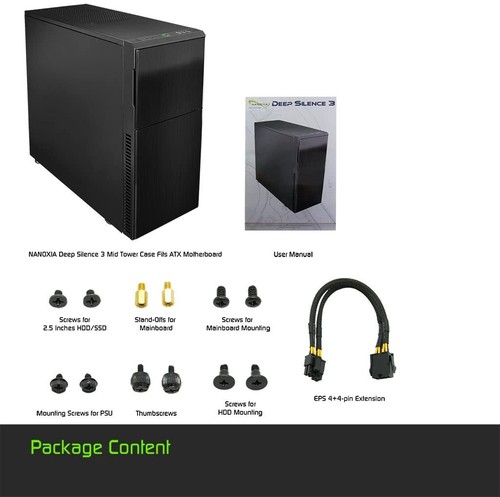 Nanoxia Deep Silence 3 Midi Tower Pc Computer Gehäuse ATX Schwarz Wie Neu - Bild 8 von 8