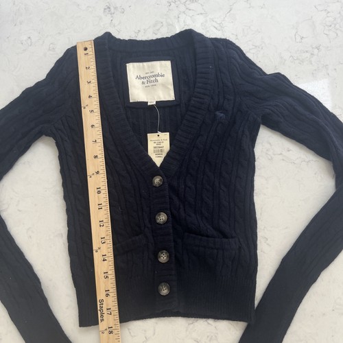 Y2K Abercrombie And Fitch Strickjacke Pullover Damen XS Cropped Langarm Logo - Bild 8 von 10