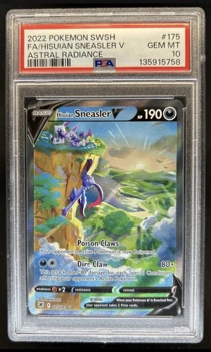 2022 Pokemon SWSH Astral Radiance Hisuian Sneasler V Ultra Rare #175/189 PSA 10