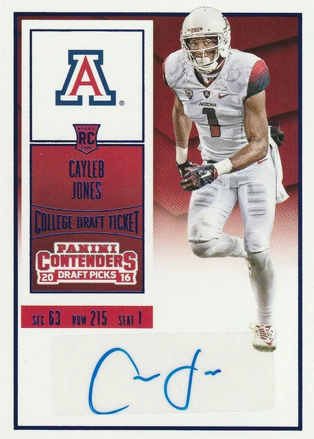 2016 Cayleb Jones RC Contenders #164 Blue Rookie Auto - Arizona Wildcats