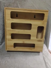 Bamboo Ziploc Bag Storage Organizer Kitchen Drawer Wall Organizer Bags Ziplock