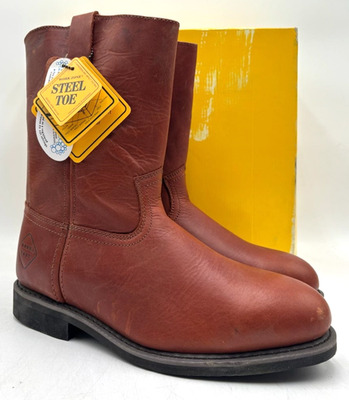 #ad Work Zone S998 Men#x27;s NEW Steel Toe Pull On Boot Brown US Size 10 $54.99