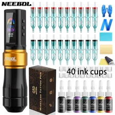 Complete Tattoo Pen Kit Wireless Tattoo Gun with Needles Ink Tattoo SupplyPurple