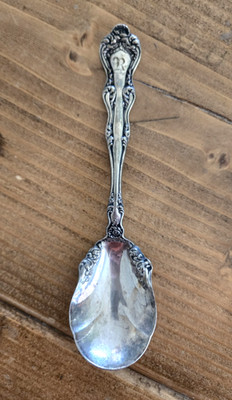 Holmes & Edwards XIV Silverplate 6'' Sugar Condiment Spoon Initial Letter R