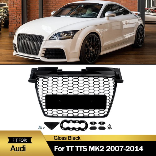 For Audi TT TTS MK2 2007-2014 Front Bumper Radiator Grille Honeycomb Gloss Black