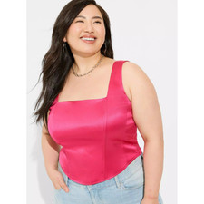 NEW Torrid Satin Sleeveless Corset Top Bright Pink Size 1X 14 16