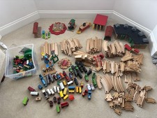 Large BRIO Wooden Railway Train Set Bundle &ndash; Track, Trains, Station, Bridge