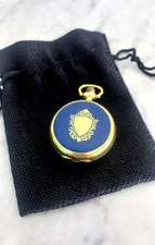 Original 1960s ENAMEL POCKET WATCH SHAPED PILL HOLDER PILL BOX