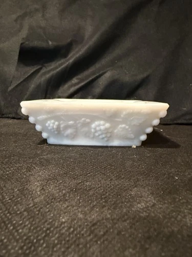 Vintage Westmoreland Glass Ashtray Milk Glass Square Grape Vine Ashtray