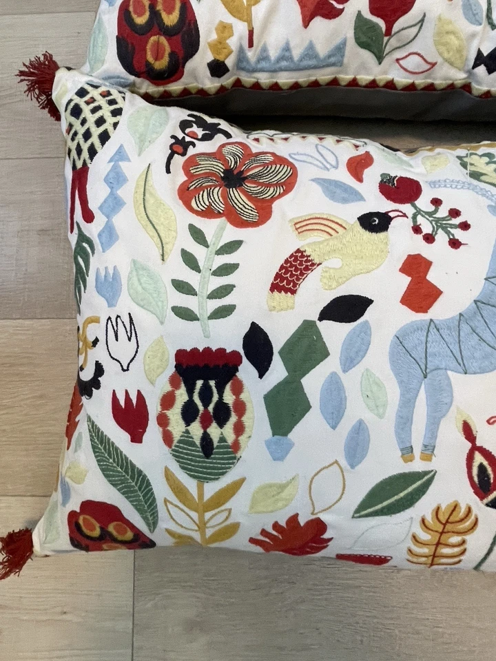 Ikea Rodarv Lumbar Down Pillows Set  Folk Art Embroidered Scandinavian Cottage - Изображение 3 из 4
