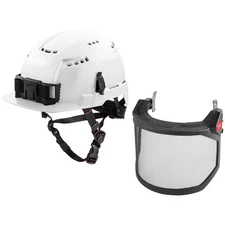 BOLT White Type 2 Class C Front Brim Vented Safety Helmet with Steel Mesh Full F