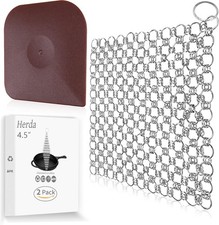 4.5" Cast Iron Scrubber+Pan Scraper, Cast Iron Pan Pot Skillet Cleaner Scrubber