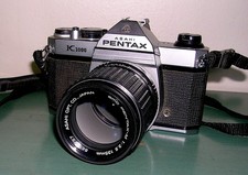 Pentax Asahi K1000 35mm Film Camera W/ Pentax M 1:3.5 135mm Lens Working