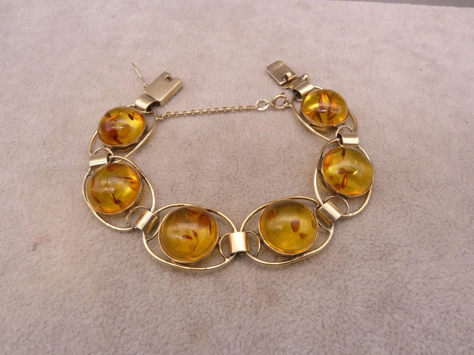 Armband Silber 935 prachtvolles wunderbares Designerkunstwerk mit Bernstein - Bild 3 von 4